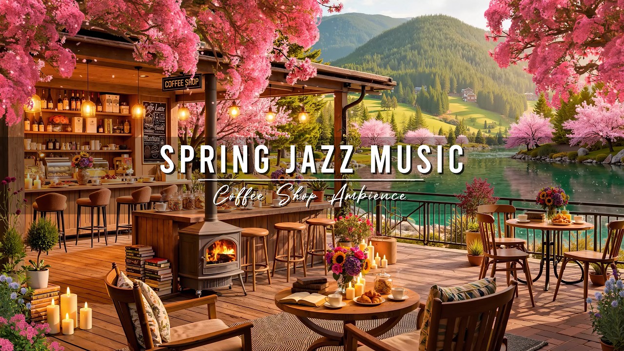 Jazz Relaxing Music & Cozy Spring Coffee Shop Ambience 🌸 Smooth Jazz ...