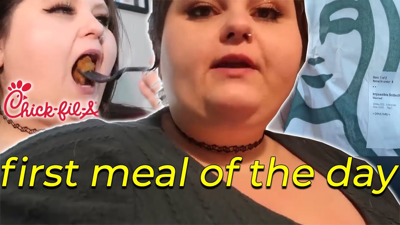 Amberlynn having her very nutritious first meal of the day