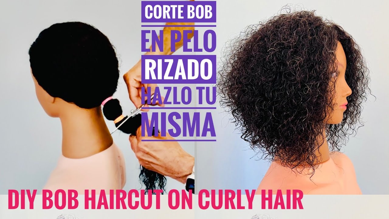 Corte Bob en Pelo Rizado Hazlo Tu Misma - DIY BOB HAIRCUT ON CURLY HAIR