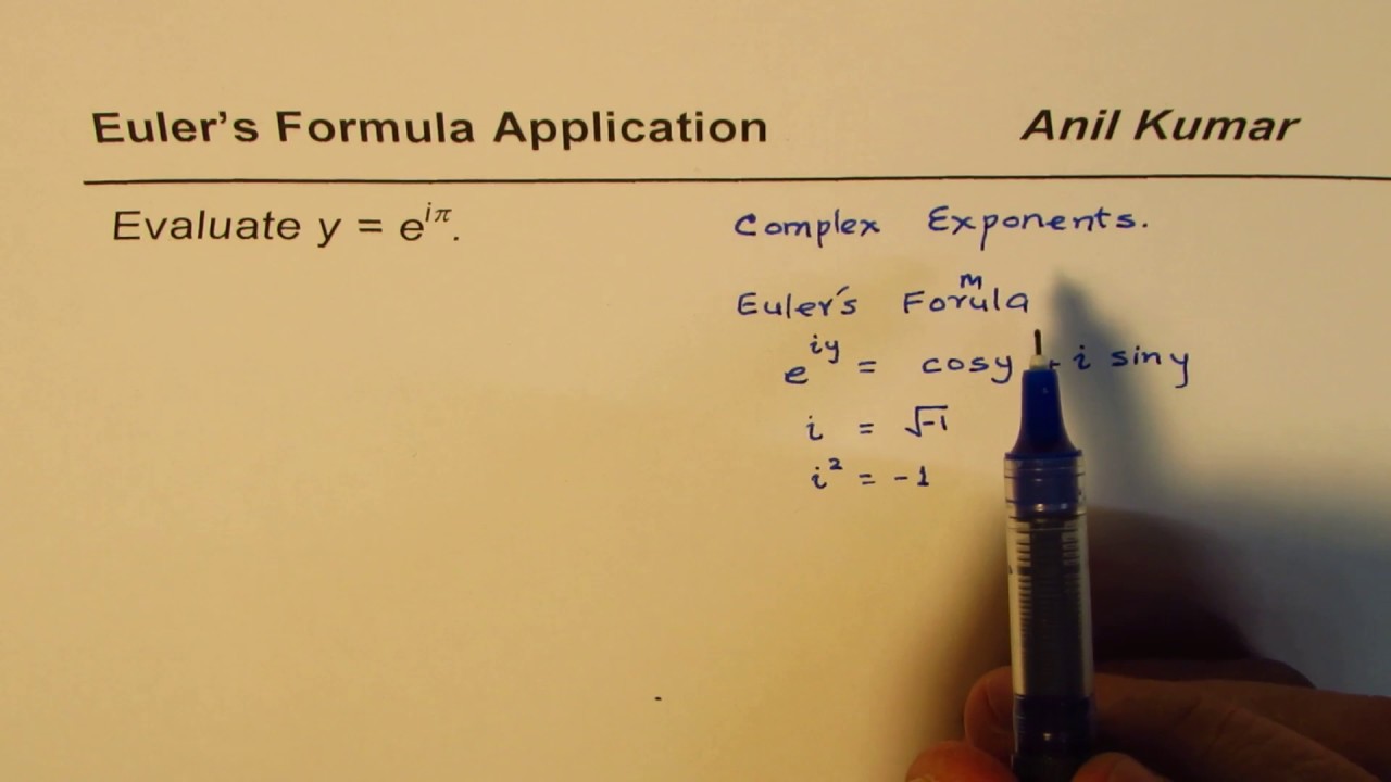 Evaluate E ipi Complex Exponents Eulers Formula Application YouTube evaluate-e-ipi-complex-exponents-eulers-formula-application-youtube
