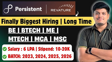 🔥Persistent Biggest Hiring | BE/BTECH/ME/MTECH/MCA/MSC | Off Campus Drive 2023, 2024, 2025, 2026