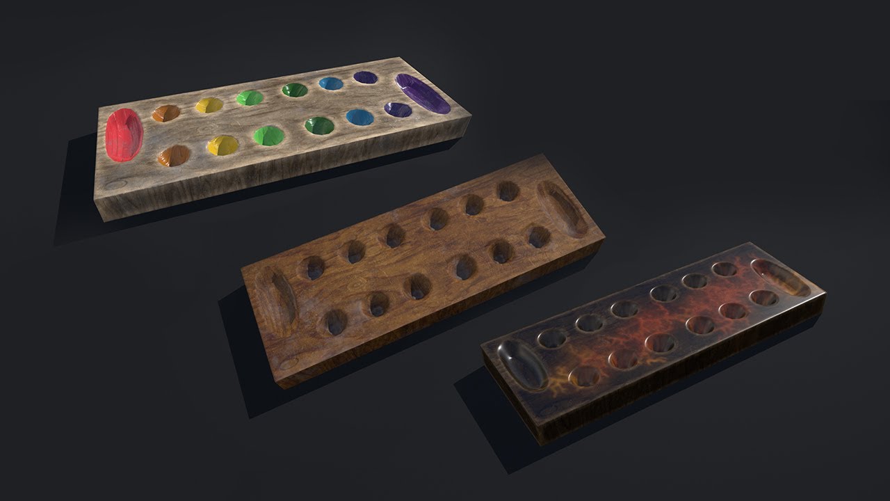 Game board 2 / Mancala Board / 3D / Full workflow / Commission