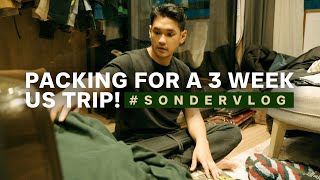 Packing For a 3 Week US Trip! - #SonderVlog