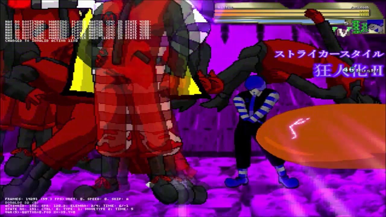 MUGEN: Oni-Donald Z-RR (1p) vs. P-Clown (phase 3, 10p) and Hastur (1p)