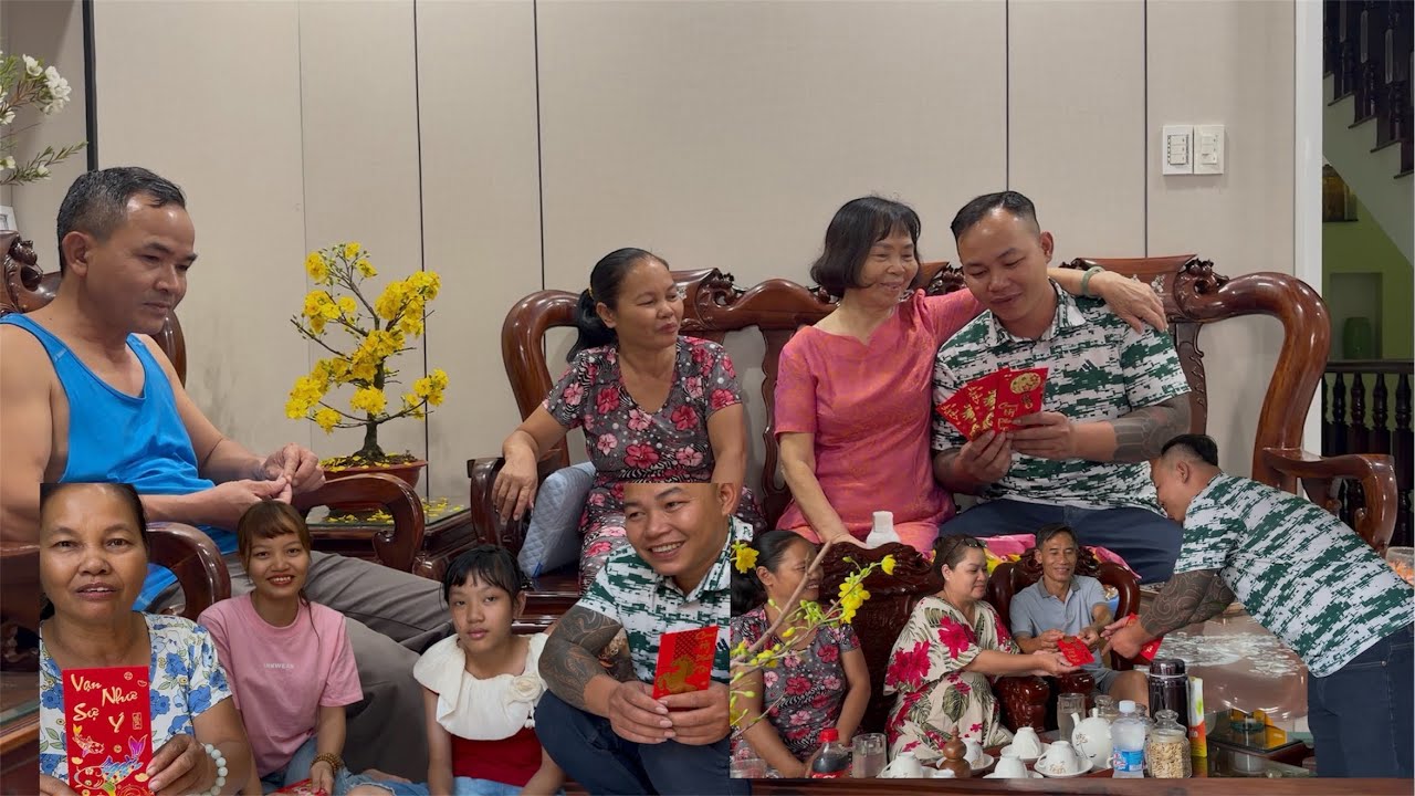 Mùng 1 Tết cùng vợ con chúc Xuân mẹ và Bác bê. Chú khanh