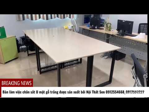 Video Bàn làm việc chân sắt U mặt gỗ trắng văn phòng Nội... - youtube