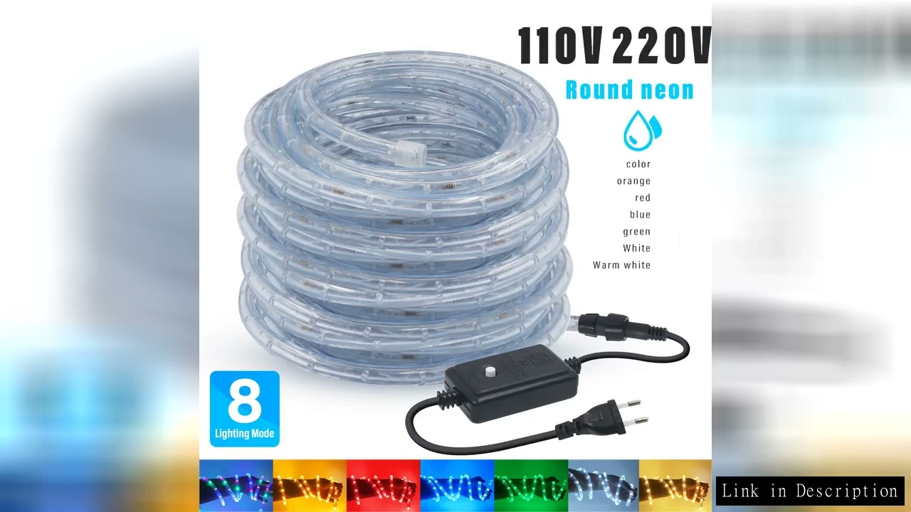 110V 220V LED Strip Light 360 Round Rainbow RGB Neon Tube Light Flexible LED Tape Rope 8 Modes Water