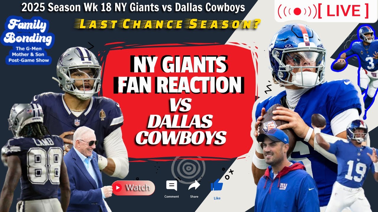 Joe Schoen Stays! NY Giants FAN THERAPY - Wk 18 vs Equally Sucky Dallas Cowboys to Close 2025 Season