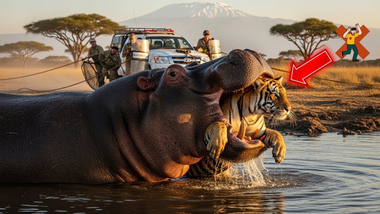 SHOCKING! 😱 Military Rescue Team Saves Pregnant Tiger from GIANT Hippo Attack