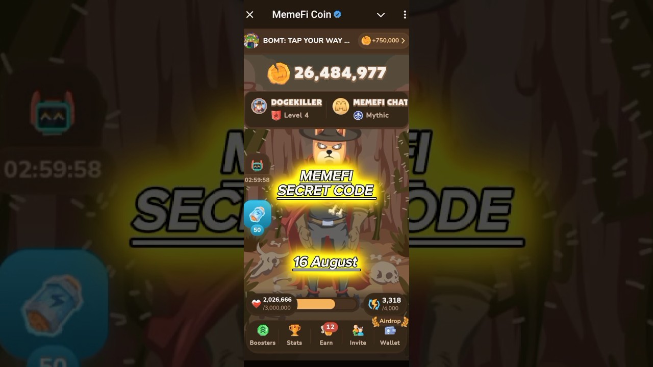16 August Memefi secret code today