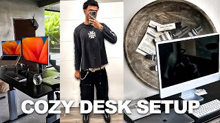 Cozy Productive Desk Setup 🍃 | Calm, Creative, Standing Desk, Cable Management, Ambient Lights