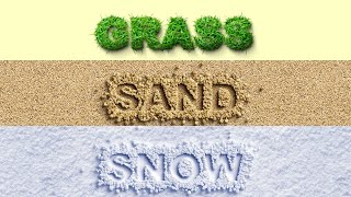 Text Effects in Photoshop | EFFECTS STYLES | CREATIVE PHOTOSHOP TEXT | GRASS | SAND | SNOW | EFFECT