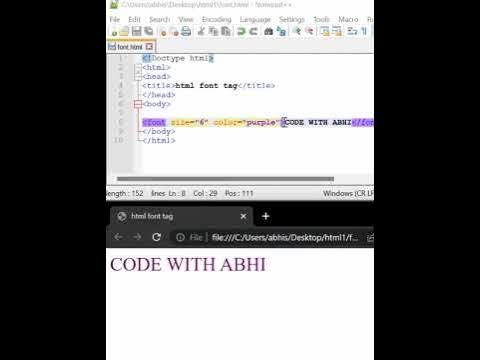 HTML font tag | How to change font size, color and face #short - YouTube