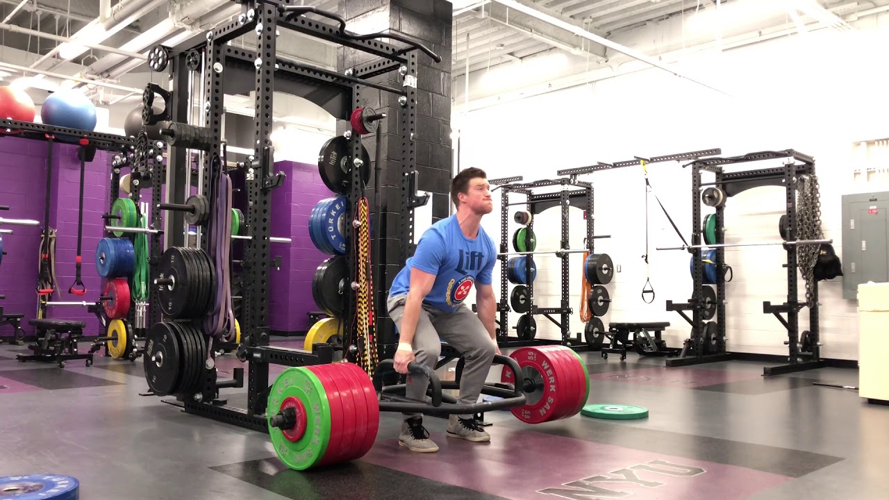 250kg / 550lb Trap Bar Deadlift for 3 Reps - Mike Dewar (87kg BW)
