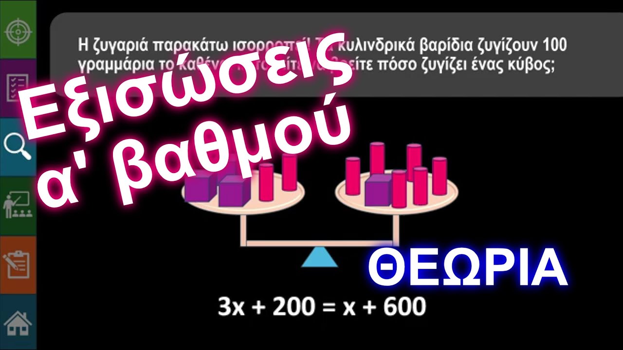 Β' Γυμνασίου Α.1.2.α Εξισώσεις α' βαθμού - Θεωρία