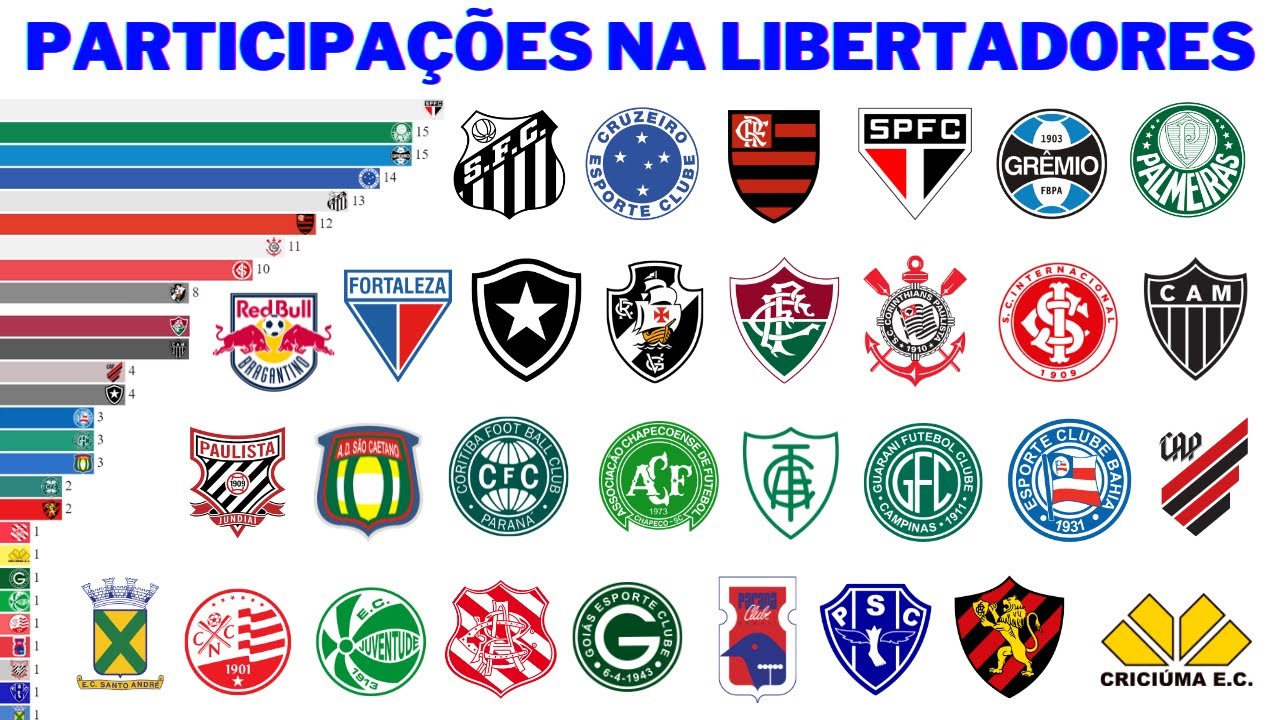 Número de Participações dos Clubes Brasileiros na Libertadores