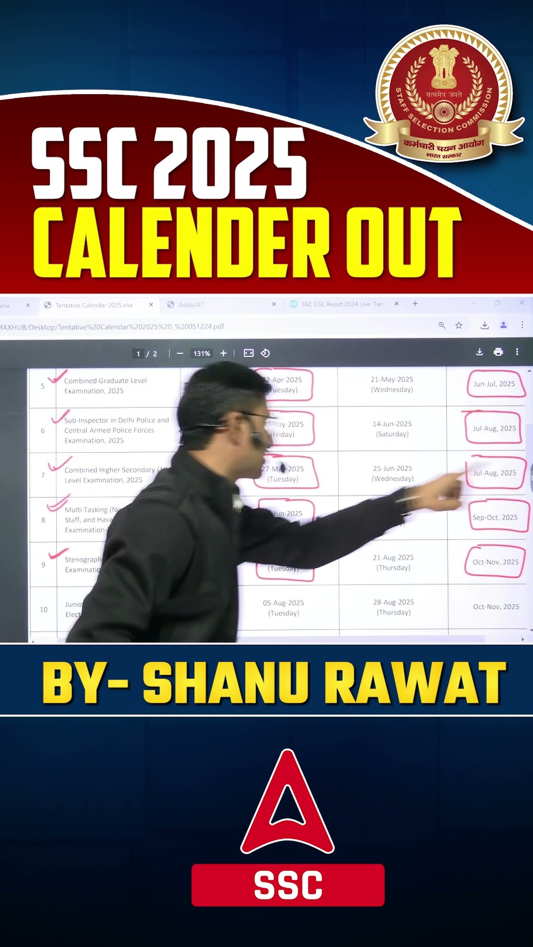 SSC 2025 CALENDAR #ssc #viral #shorts