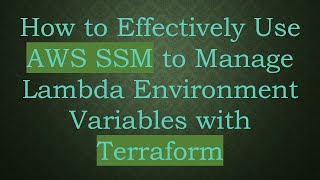 How to Effectively Use AWS SSM to Manage Lambda Environment Variables with Terraform