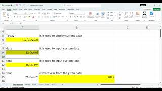 Cell Reference & Date-Time Management Functions in Excel