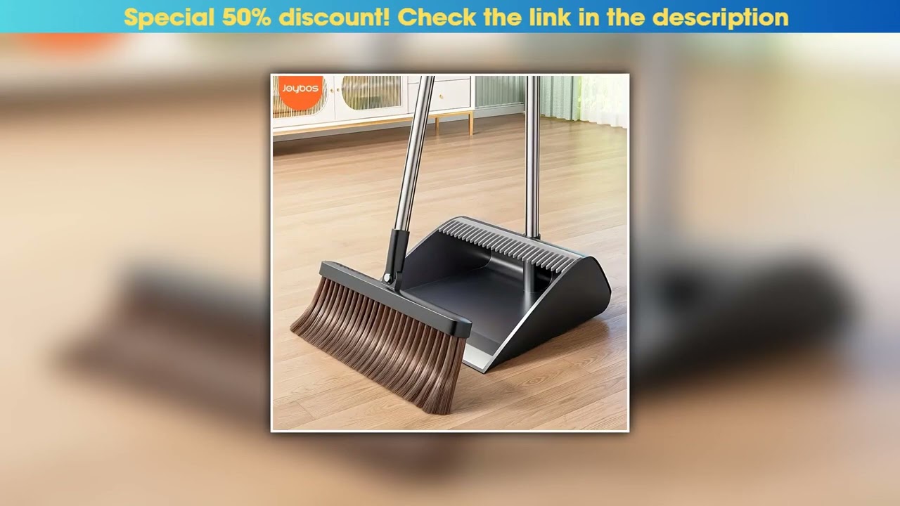 Get JOYBOS Broom Dustpan Set Sweep Floor Brush Head 180 Rotate Floor Cleaning Tool For Home Office•