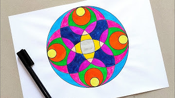 How To Draw Circle Geometrical shapes step by step arts on line paper ||  Easy Arts || Mandala
