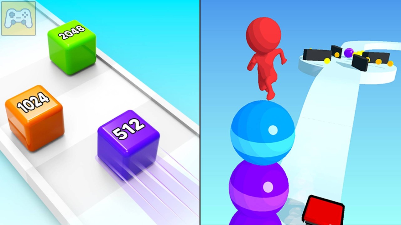 2048 Cube Runner vs Stack Rider ASMR Gameplay Android iOS • 2048 Number ...