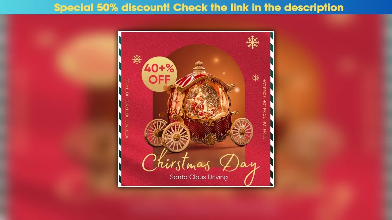 Get Christmas Snow Globe ,Craft, Gift with Music & Light ,Decoration ,Santa Carriage Ornament Chris