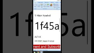 T-shirt Symbol in  msword trending symbols reels viral learning youtubeshorts computer