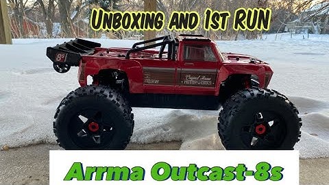Arrma Outcast-8s-unboxing-1st run-1st thoughts-size comparisons-how will it handle in the snow?
