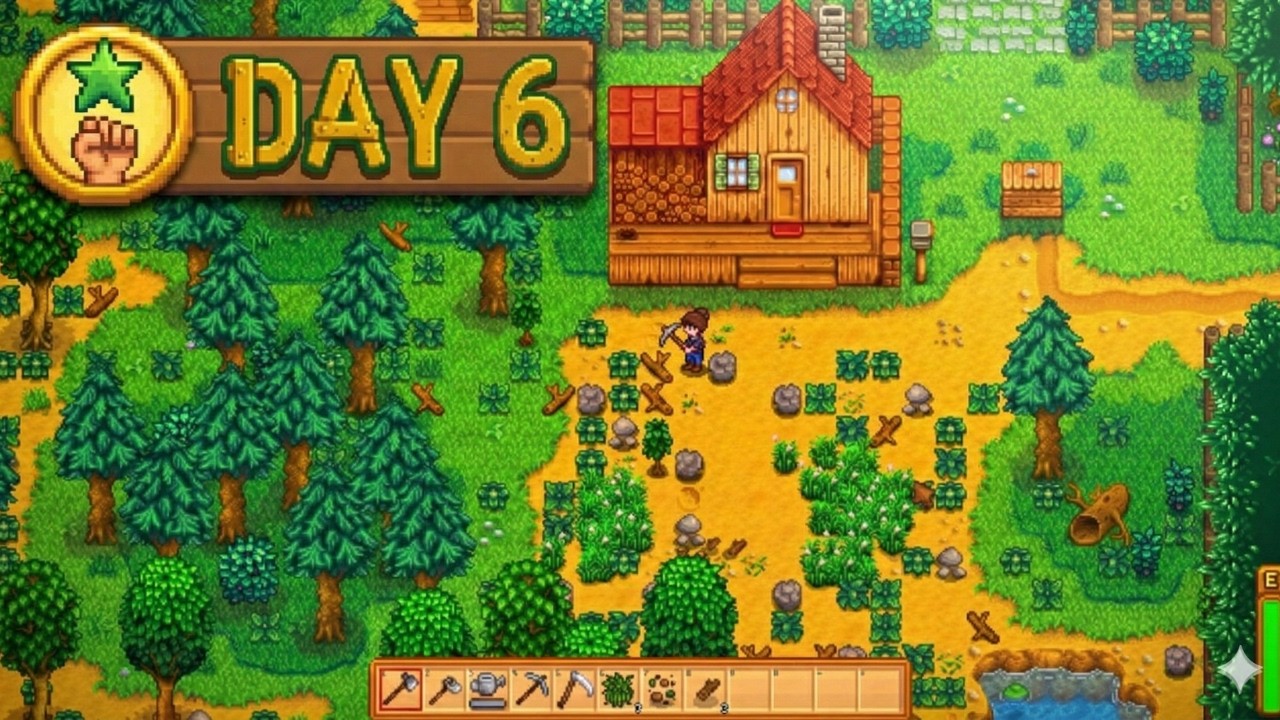 “Day 6 on the Farm! Starting Fresh in Stardew Valley 🌾 Year 1 Forest Farm