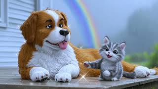 Rain, Music & Friendship – A Dog and Cat in Calm Harmony | 1 Hour Relax#rainmusic #sleepmusic #dogan screenshot 3
