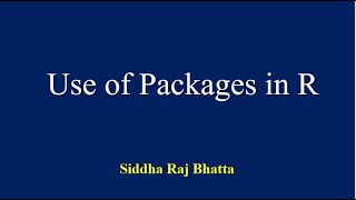 Part 4 : Packages in R