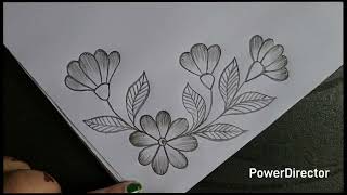 Easy Flowers Drawing For Project Work || Border Design For School Project || Pencil Shading #design