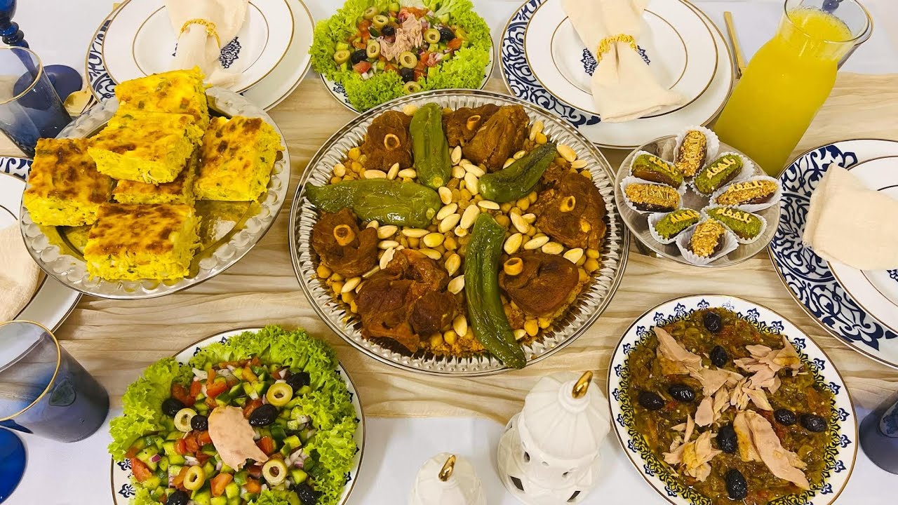 طاولة ليلة النصف من رمضان🇹🇳🌙 كسكسي بالعلوش  من يديات امي ❤️طاجين بالدجاج   Tajine ,couscous tunisien