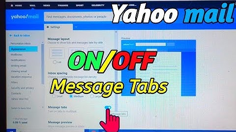 How to turn on or off message tabs in Yahoo Mail on Computer