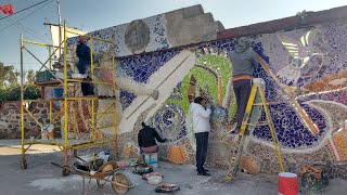 Mural "La lucha de los pueblos originarios". Poxindeje Hidalgo México. Janet Calderón. 2018.