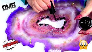 LARGE RESIN GEODE TRAY WITH GEL POLISH -))