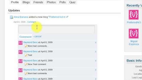 Friends Feeds include Profile Images & Comments