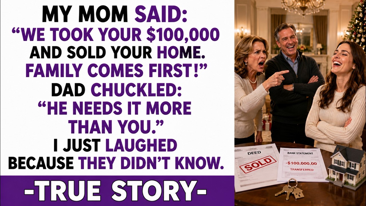 “We took your $100,000 and sold your home. Family comes first, Meredith.” My mother’s voice was ice cold, and I heard my father laughing in the background. I didn’t cry. I didn’t scream. I...