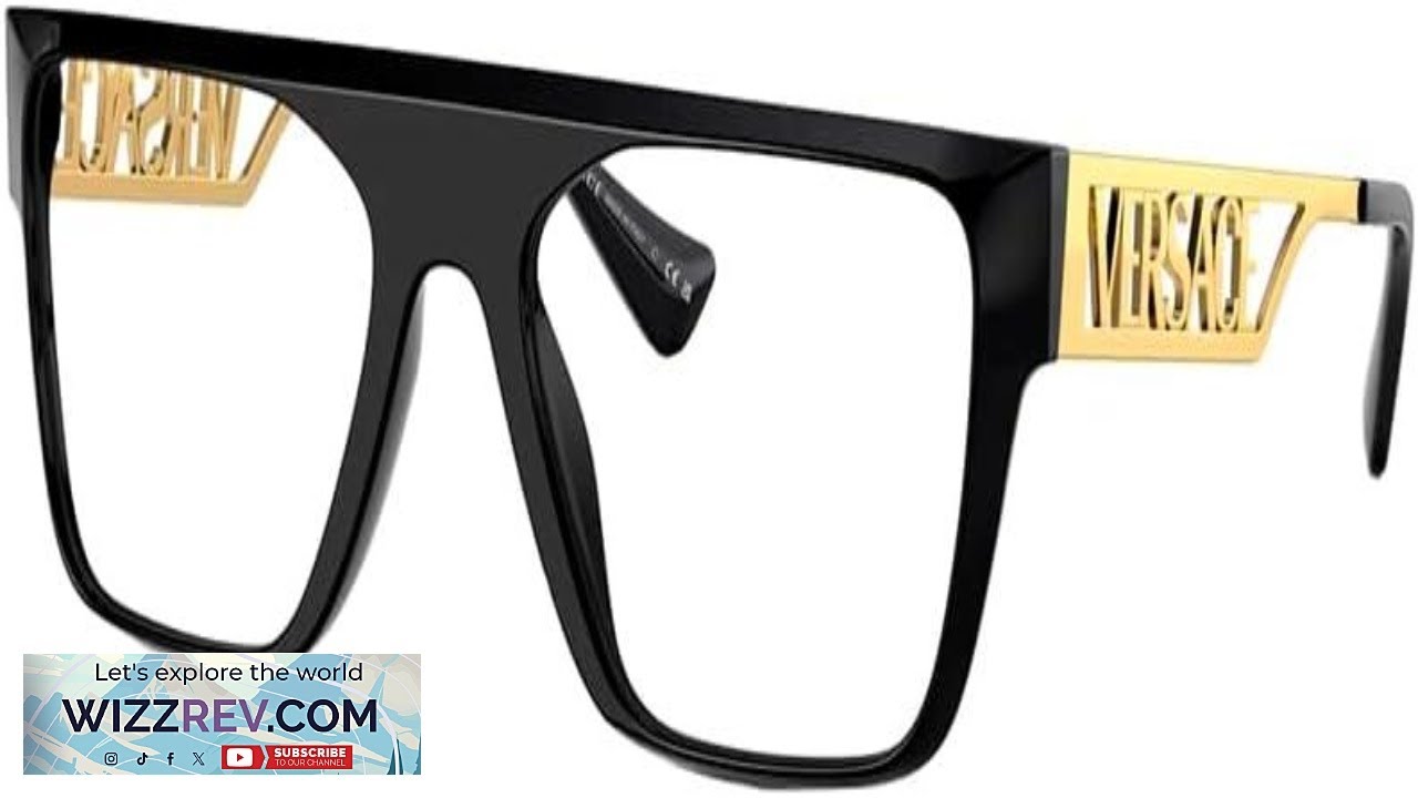 Versace VE 3326U GB1 Black Gold Plastic Rectangle Eyeglasses 55mm Review