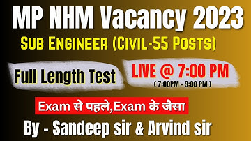 MP NHM SUB ENGINEER 2023 || Full Length Test-2  | Live session || By-Sandeep sir & Arvind Sir