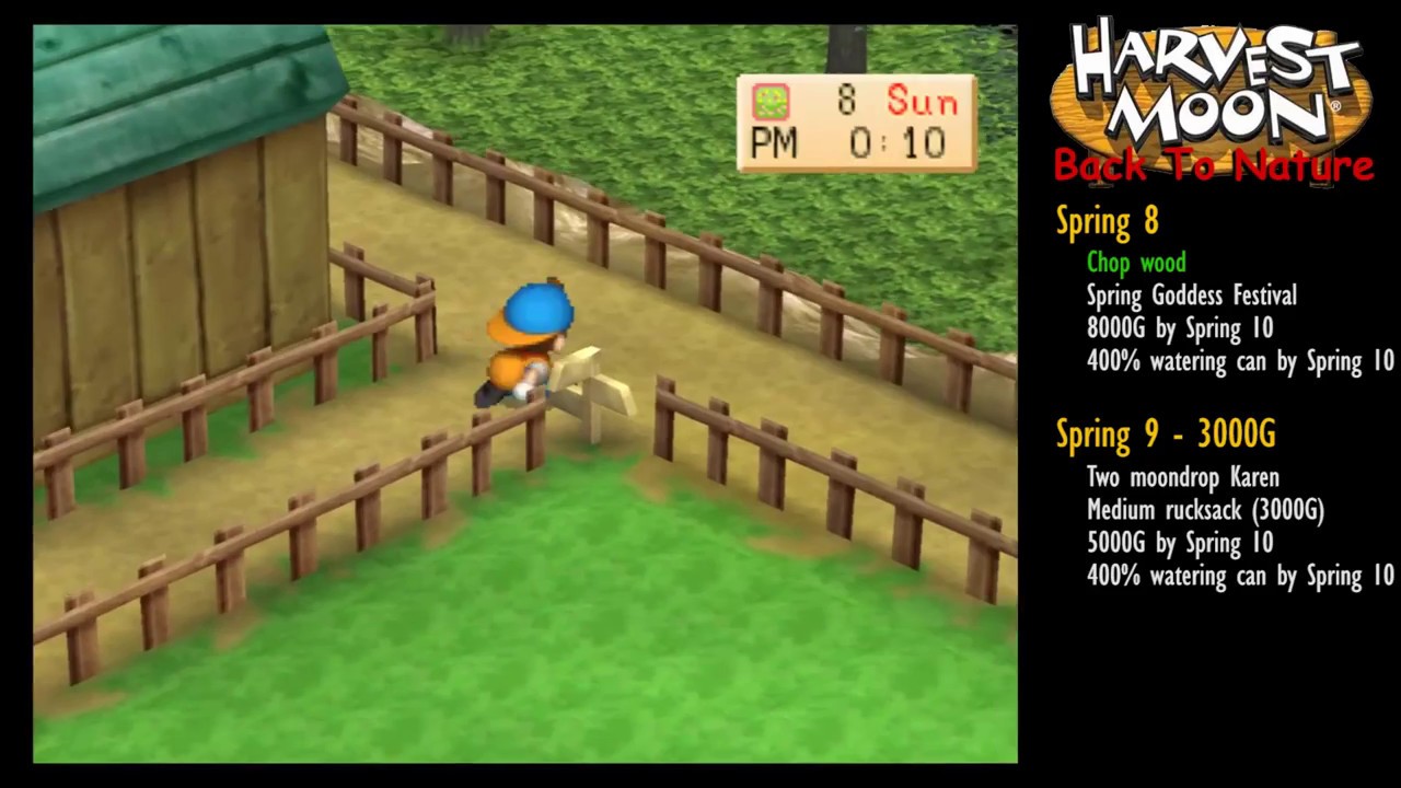  4 Master Walkthrough  Spring 8 10 Harvest  Moon  Back  to 