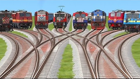 8 TRAINS CROSSING ARE BUMPY CURVED BRANCHED TRACKS/relrod tracks/ trainz simulator