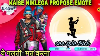 VALENTINE WISH EVENT FREEFIRE ||I GOT PROPOSE EMOTE IN ONE SPIN TRICK||FREEFIRE NEW EVENT EMOTE