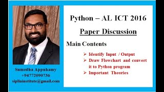 AL ICT 2016 Python| python| Python Questions| AL ICT|Siplin Institute| Sumedha Appuhamy