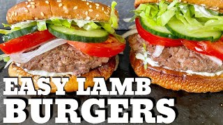Easy Lamb Burger on the Griddle (with 3 Ingredient Whipped Feta)