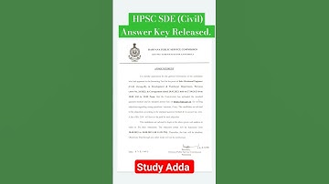 HPSC SDE (Civil) Answer Key Released.#hpsc #sde #answer#key#new #shortvideo#studyadda #latestupdate