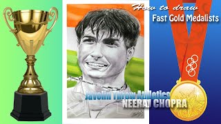 Drawing tutorial by Neeraj chopra for beginners | Olympic gold medal by Neeraj chopra