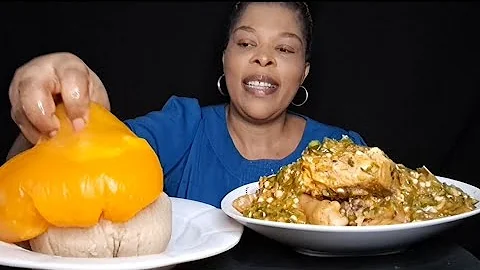 Mukbang Asmr okro Fish soup with starch and Oat fufu