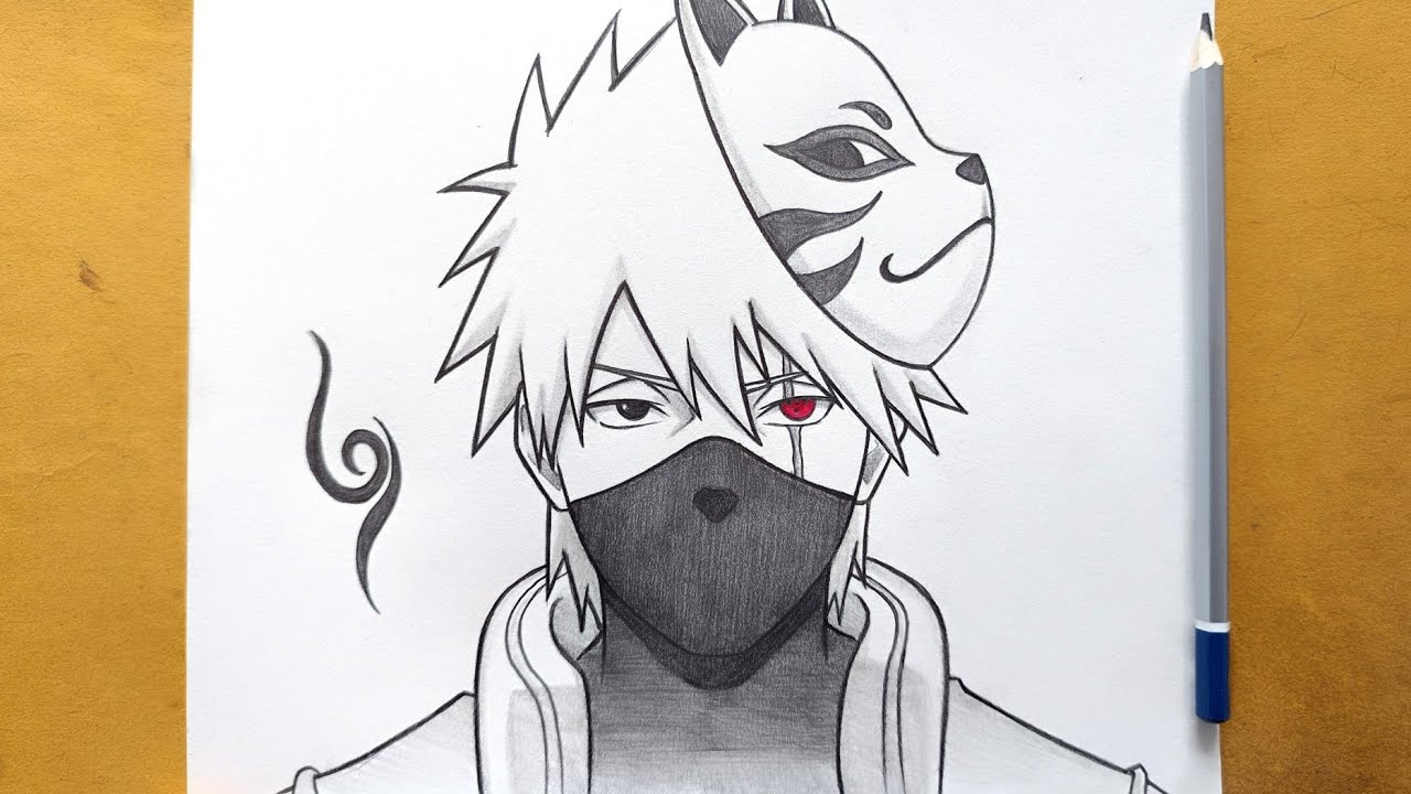 How to draw Kakashi hatake with Anbu mask drawing for beginners || Easy anime drawing
